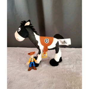 Plush Disney Toy Story Bullseye Race Horse Disney Parks 8" & Woody Figure